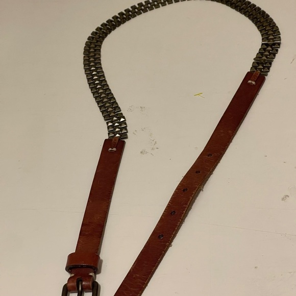 Fossil Womens Hip Belt L Brown Leather Metal Linked Studded
Chain Boho Skinny - Picture 8 of 13